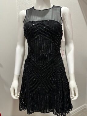 Parker Sequin Avril Dress Black Large Runs Small